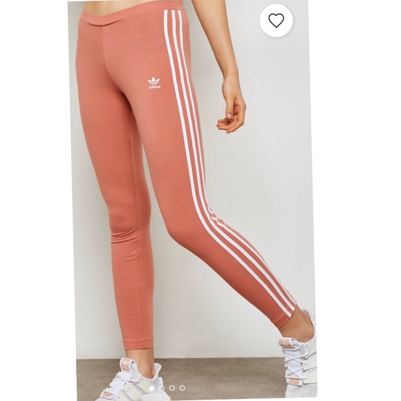 adidas leggings 3 stripes orange